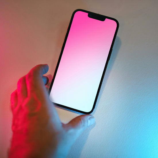 Dev Tech Solutions | showing an iphone with a gradient coloured backgrund