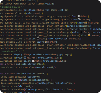 Dev Tech Solutions | what We Deliver | An image showing a Minified CSS file