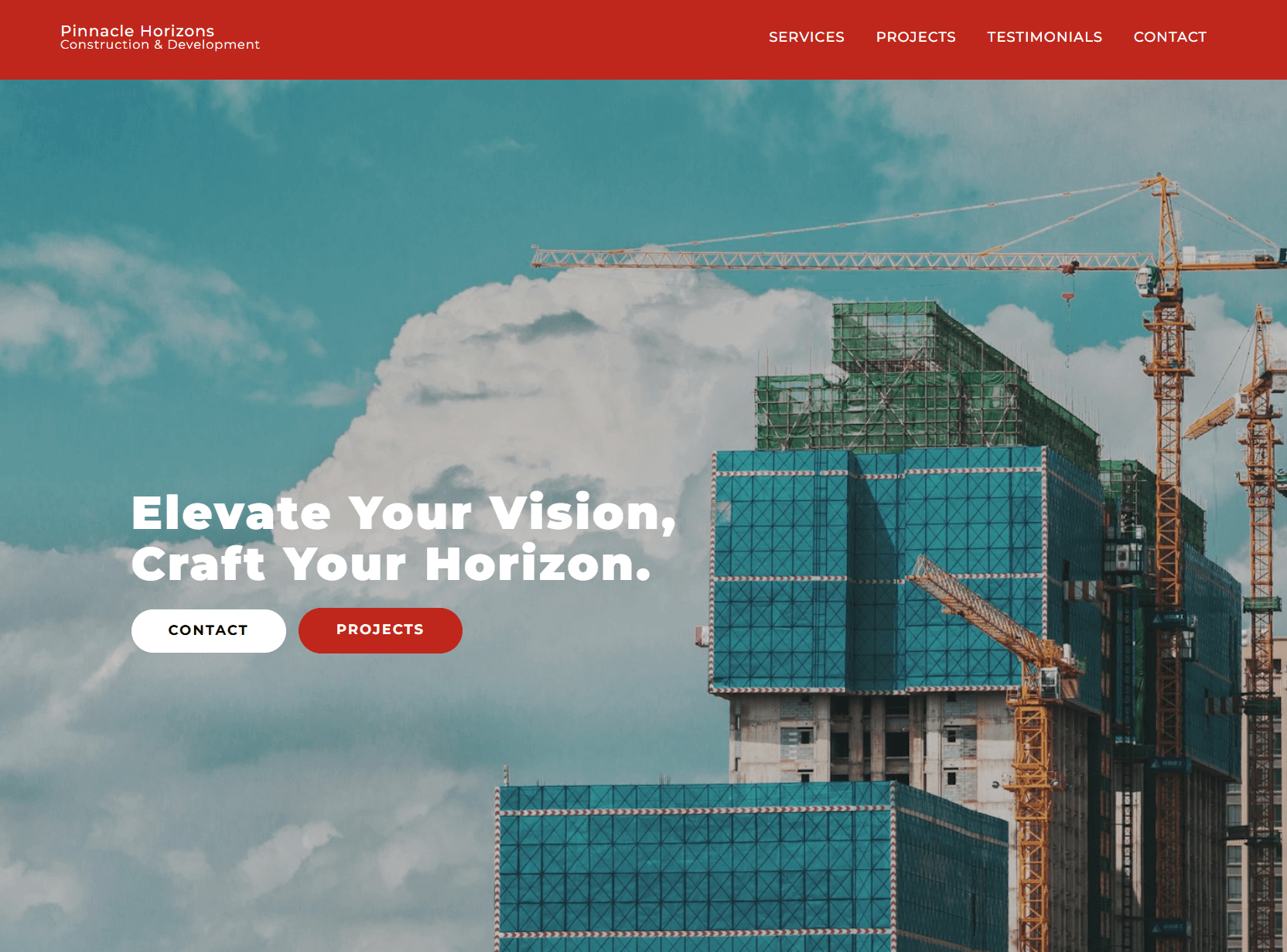 Dev Tech Solutions | Portfolio | Pinnacle Horizons | Project image showing the contact section in a two column split