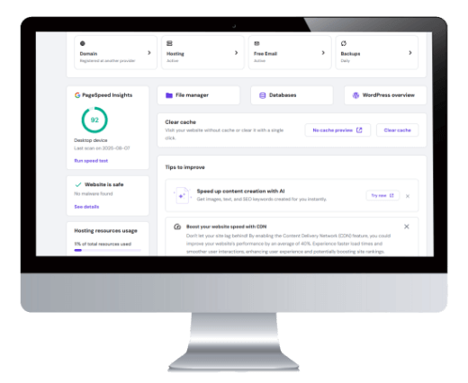 Dev Tech Solutions | An image showing a hosting dashboard on a Mac