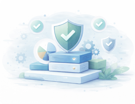 Dev Tech solutions | Insights | An image illustration showing various different ticks form shields to icons representing the benefits of maintenance