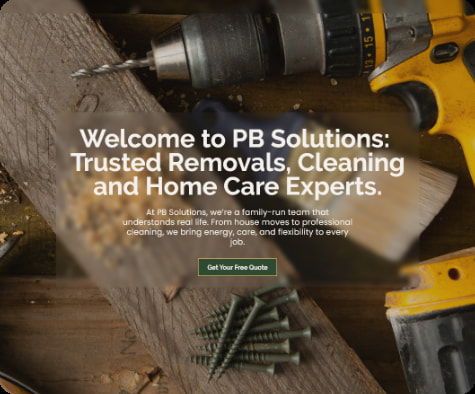 Dev Tech Solutions | PB Solutions homepage hero section showcasing a title, excerpt and navigation links