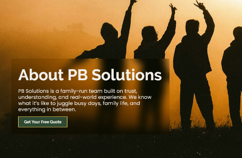 Dev Tech Solutions | PB Solutions about page hero showcasing a dark silhouette of people